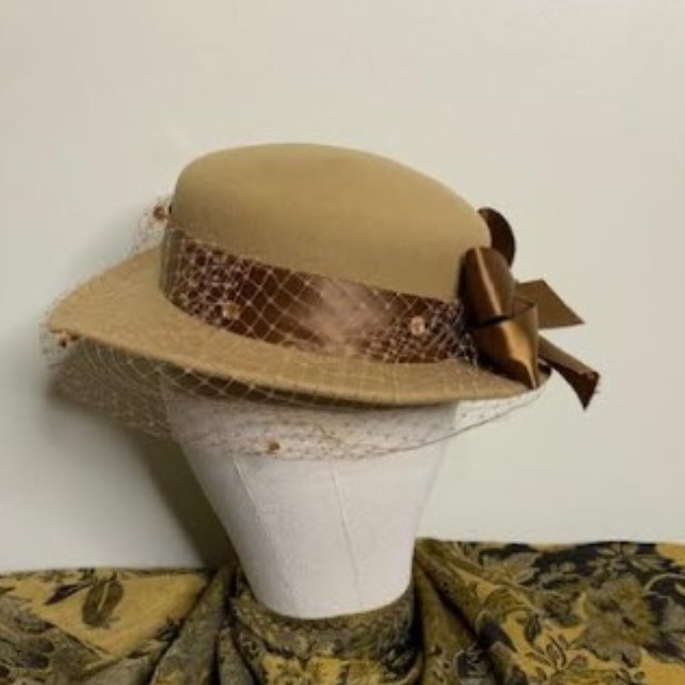Michael Howard for Neiman Marcus Vintage Brimmed Veiled Dress Hat